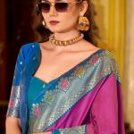Nebula Magenta Pure Zari Weaving Banarasi Silk Saree With Classy Blouse Piece