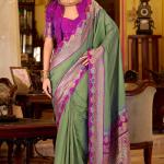 Fugacious Green Pure Zari Weaving Banarasi Silk Saree With Demure Blouse Piece