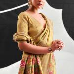 Extraordinary Beige Banarasi Tissue Silk Saree With Staring Blouse Piece