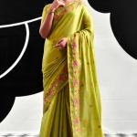 Verdant Green Banarasi Tissue Silk Saree With Glowing Blouse Piece