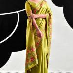 Verdant Green Banarasi Tissue Silk Saree With Glowing Blouse Piece