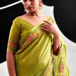 Verdant Green Banarasi Tissue Silk Saree With Glowing Blouse Piece