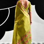 Verdant Green Banarasi Tissue Silk Saree With Glowing Blouse Piece