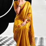 Prettiest Golden Banarasi Tissue Silk Saree With Majesty Blouse Piece