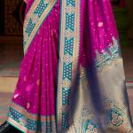 Elision Dark Pink Soft Banarasi Silk Saree With Woebegone Blouse Piece