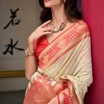 Redolent Beige Soft Banarasi Silk Saree With Deserving Blouse Piece