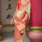 Redolent Beige Soft Banarasi Silk Saree With Deserving Blouse Piece