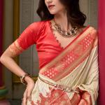 Redolent Beige Soft Banarasi Silk Saree With Deserving Blouse Piece