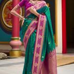 Surpassing Dark Green Soft Banarasi Silk Saree With Supernal Blouse Piece
