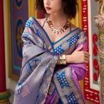 Exquisite Lavender Soft Banarasi Silk Saree With Splendorous Blouse Piece