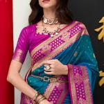 Opulent Blue Soft Banarasi Silk Saree With Classic Blouse Piece