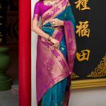 Opulent Blue Soft Banarasi Silk Saree With Classic Blouse Piece