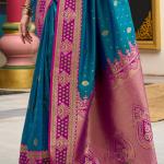 Opulent Blue Soft Banarasi Silk Saree With Classic Blouse Piece