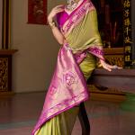 Skinny Mustard Soft Banarasi Silk Saree With Evanescent Blouse Piece