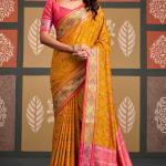 Unique Yellow Patola Silk Saree with Beauteous Blouse Piece