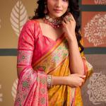 Unique Yellow Patola Silk Saree with Beauteous Blouse Piece