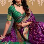 Susurrous Purple Patola Silk Saree with Sonorous Blouse Piece