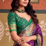 Susurrous Purple Patola Silk Saree with Sonorous Blouse Piece