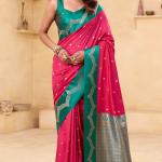 Seraglio Dark Pink Banarasi Satin Silk Saree With Majesty Blouse