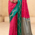 Seraglio Dark Pink Banarasi Satin Silk Saree With Majesty Blouse