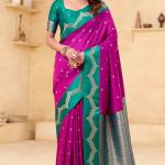 Nectarous Magenta Banarasi Satin Silk Saree With Eloquence Blouse