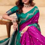 Nectarous Magenta Banarasi Satin Silk Saree With Eloquence Blouse