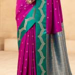 Nectarous Magenta Banarasi Satin Silk Saree With Eloquence Blouse