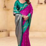 Nectarous Magenta Banarasi Satin Silk Saree With Eloquence Blouse