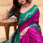 Nectarous Magenta Banarasi Satin Silk Saree With Eloquence Blouse