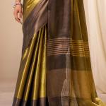 Sempiternal Golden Banarasi Tissue Silk Saree With Ethereal Blouse Piece