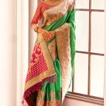 Fugacious Dark Green Soft Banarasi Silk Saree With Opulent Blouse Piece