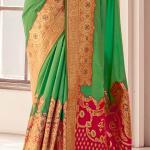Fugacious Dark Green Soft Banarasi Silk Saree With Opulent Blouse Piece