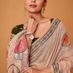 Elegant Peach Jamdani Cotton Silk Saree With Imbrication Blouse Piece