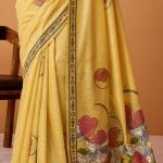 Stunner Yellow Jamdani Cotton Silk Saree With Dissemble Blouse Piece