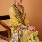 Stunner Yellow Jamdani Cotton Silk Saree With Dissemble Blouse Piece