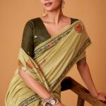 Majesty Dark Beige Jamdani Cotton Silk Saree With Fugacious Blouse Piece