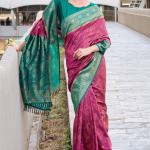 Nebula Dark Pink Soft Banarasi Silk Saree With Profuse Blouse Piece
