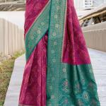 Nebula Dark Pink Soft Banarasi Silk Saree With Profuse Blouse Piece