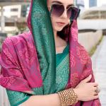 Nebula Dark Pink Soft Banarasi Silk Saree With Profuse Blouse Piece