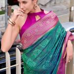 Stunner Green Soft Banarasi Silk Saree With Gossamer Blouse Piece