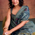 Ethereal Blue Cotton Silk Saree With Gleaming Blouse Piece