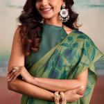 Resplendent Green Cotton Silk Saree With Flamboyant Blouse Piece