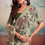 Nemesis Pista Cotton Silk Saree With Refreshing Blouse Piece