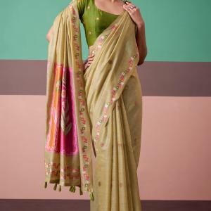Ravishing Dark Beige Pure Munga Cotton Saree With Petrichor Blouse Piece