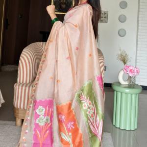 Niharika Jain in Peach Pure Munga Cotton Saree