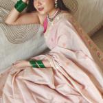 Niharika Jain in Peach Pure Munga Cotton Saree