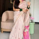 Niharika Jain in Peach Pure Munga Cotton Saree