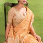Seraphic Orange Cotton Silk Saree With Alluring Blouse Piece