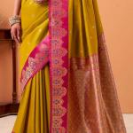 Ratatouille Mustard Banarasi Satin Silk Saree With Forbearance Blouse