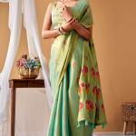 Redolent Green Banarasi Tissue Silk Saree With Forbearance Blouse Piece